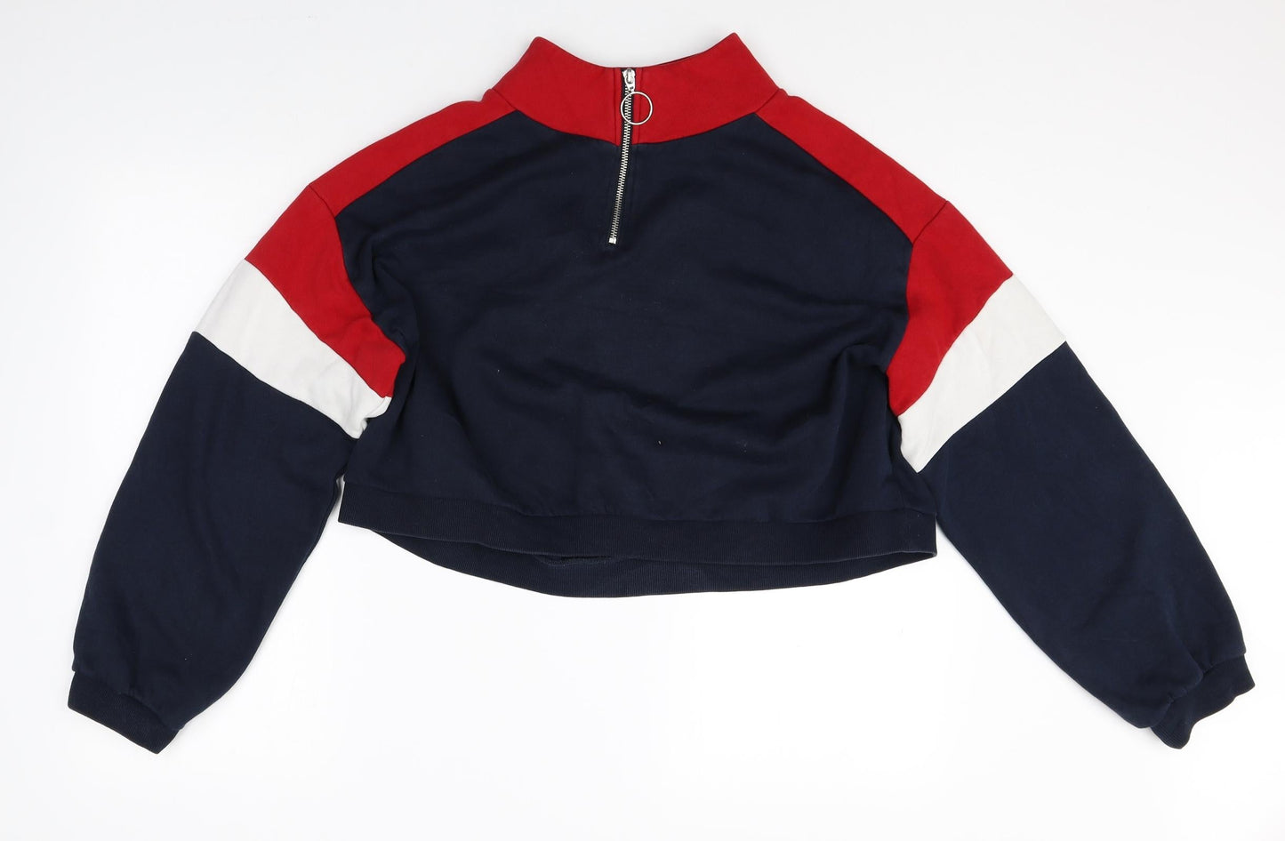 Divided Womens Multicoloured High Neck Cotton Pullover Jumper Size L - Colour Block