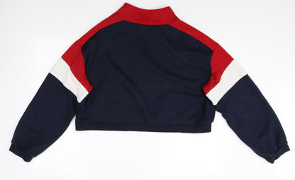 Divided Womens Multicoloured High Neck Cotton Pullover Jumper Size L - Colour Block