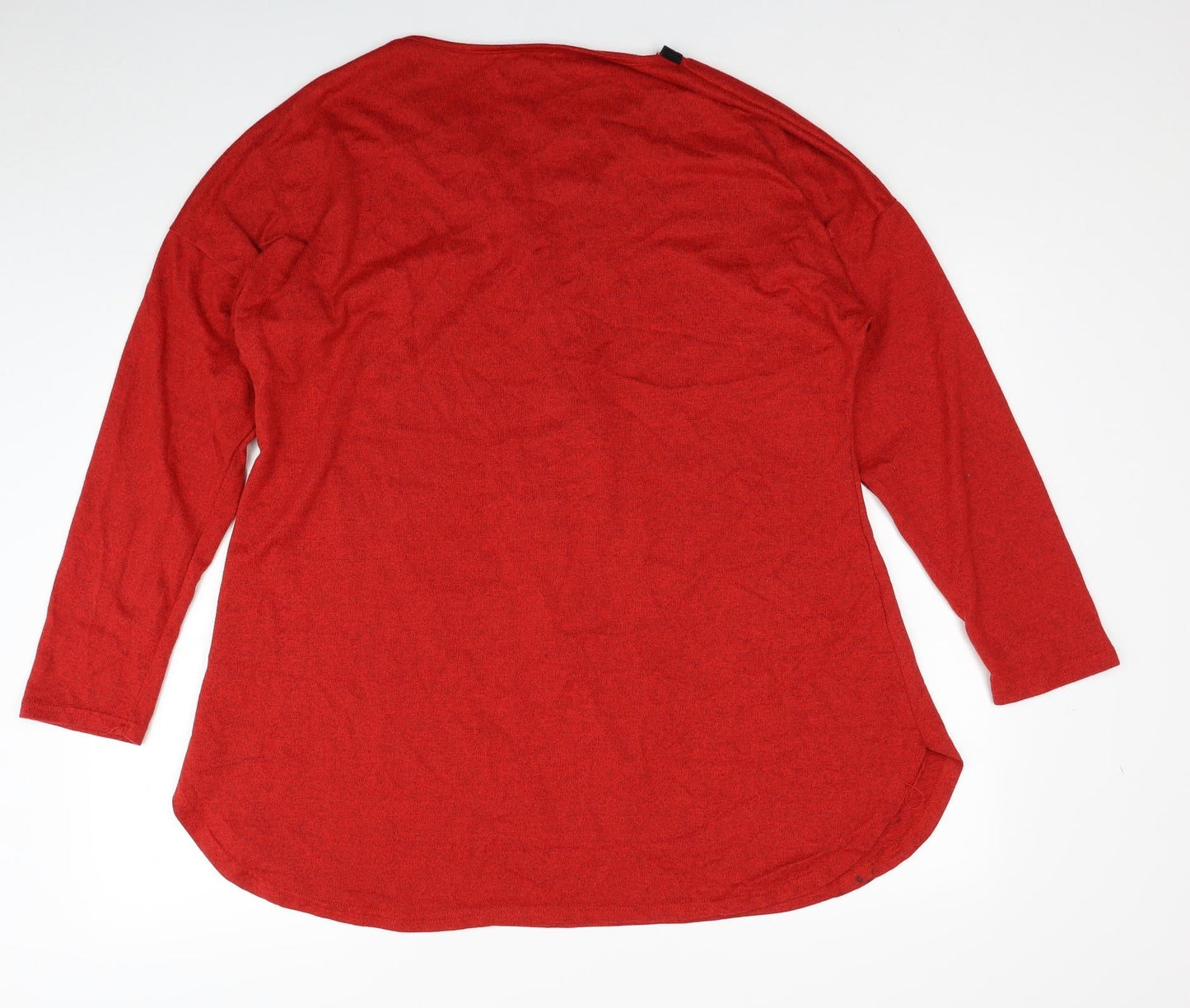 Zanzea Womens Red V-Neck Polyester Pullover Jumper Size 4XL