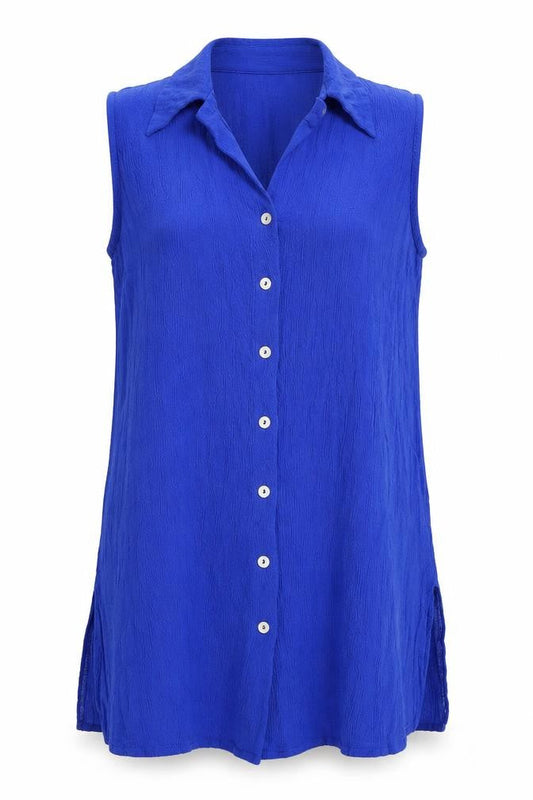 BHS Womens Blue Viscose Basic Tank Size 12 V-Neck