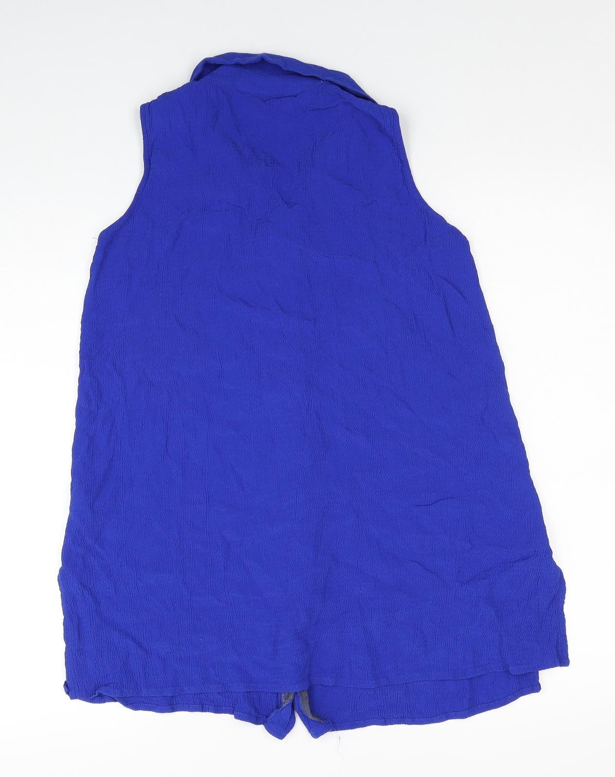 BHS Womens Blue Viscose Basic Tank Size 12 V-Neck