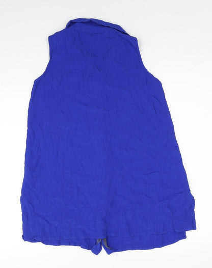 BHS Womens Blue Viscose Basic Tank Size 12 V-Neck