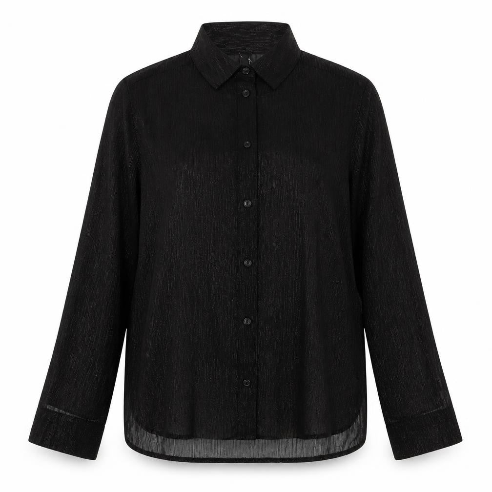 Divided by H&M Womens Black Geometric Polyester Basic Button-Up Size 12 V-Neck
