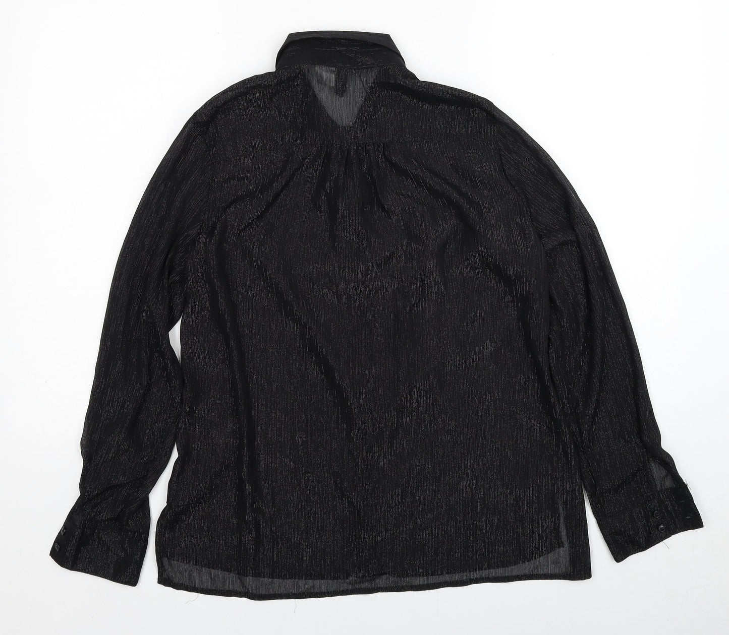 Divided by H&M Womens Black Geometric Polyester Basic Button-Up Size 12 V-Neck