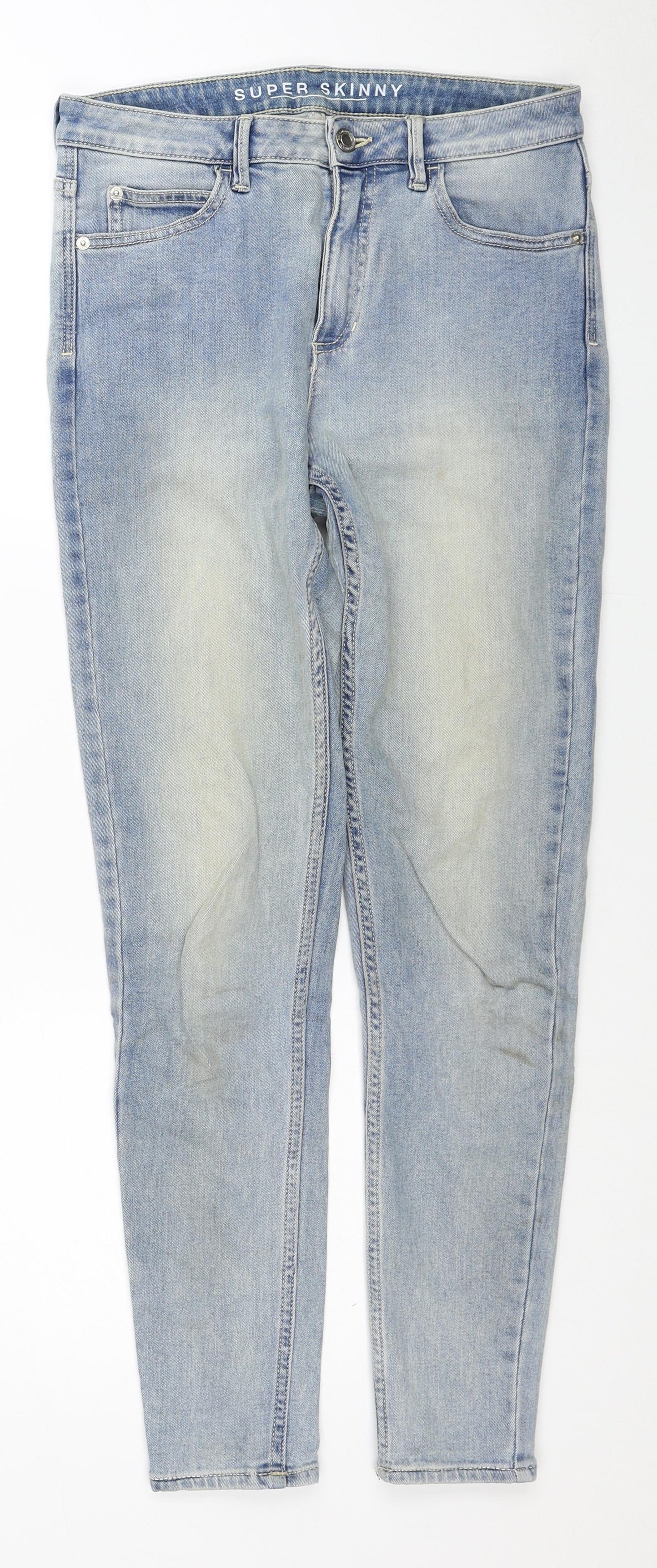 Marks and Spencer Womens Blue Cotton Skinny Jeans Size 8 Regular Zip
