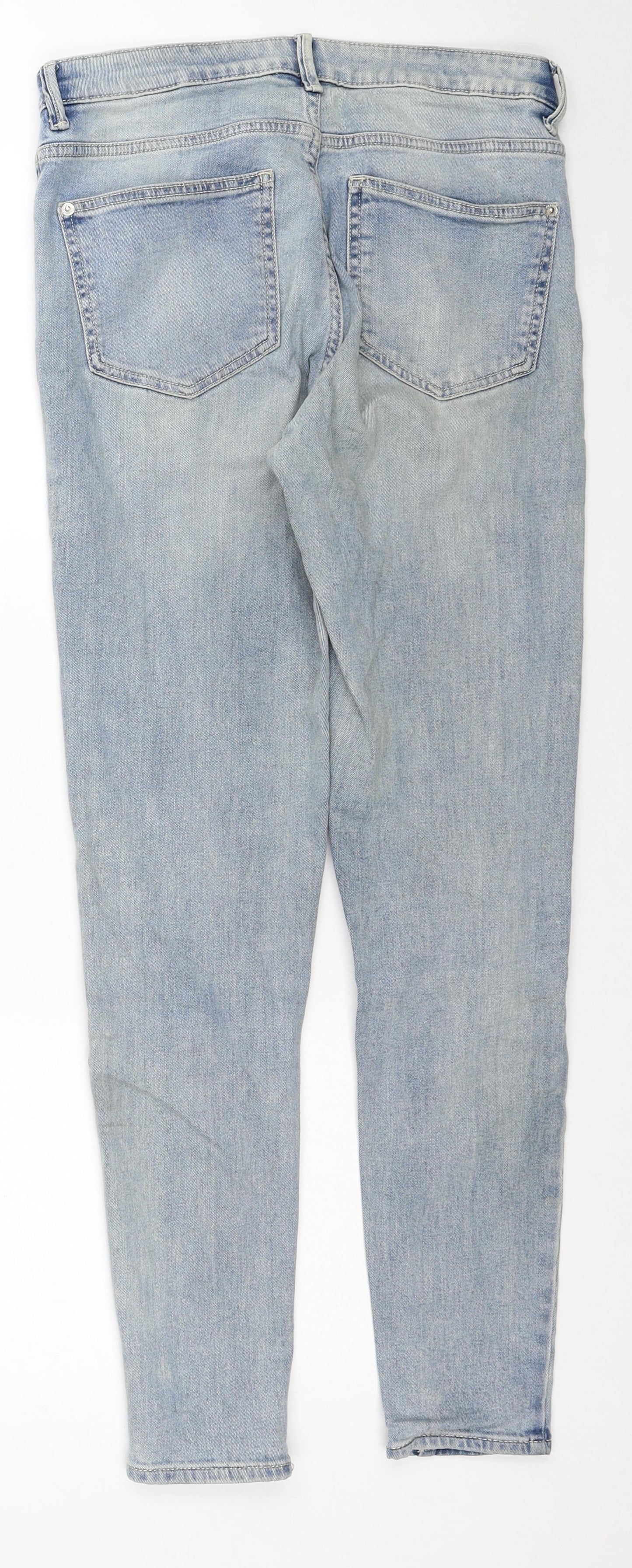 Marks and Spencer Womens Blue Cotton Skinny Jeans Size 8 Regular Zip