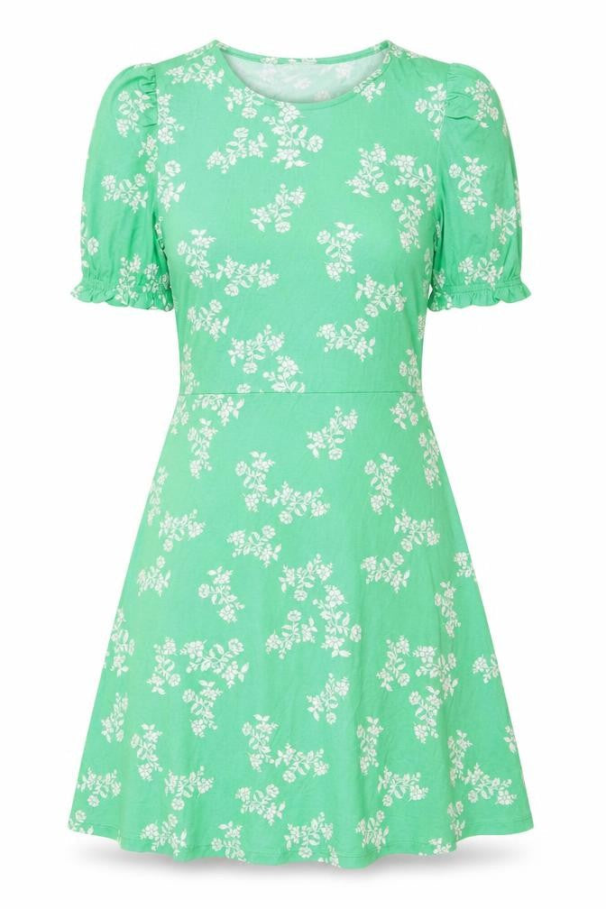 Marks & Spencer Womens Green Floral Viscose Fit & Flare Size 10 Round Neck Pullover