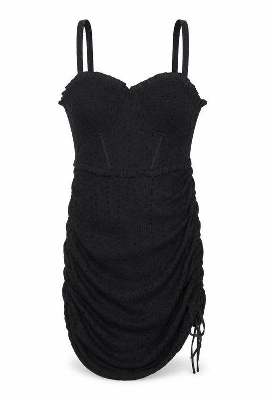 PRETTYLITTLETHING Womens Black Cotton Bodycon Size 12 Sweetheart Zip