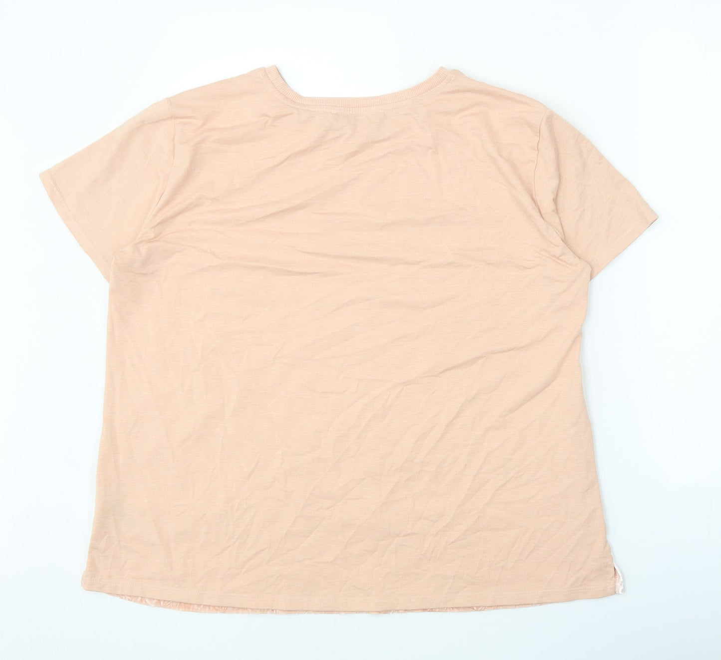 Marks and Spencer Womens Pink Polyester Basic T-Shirt Size 14 Round Neck