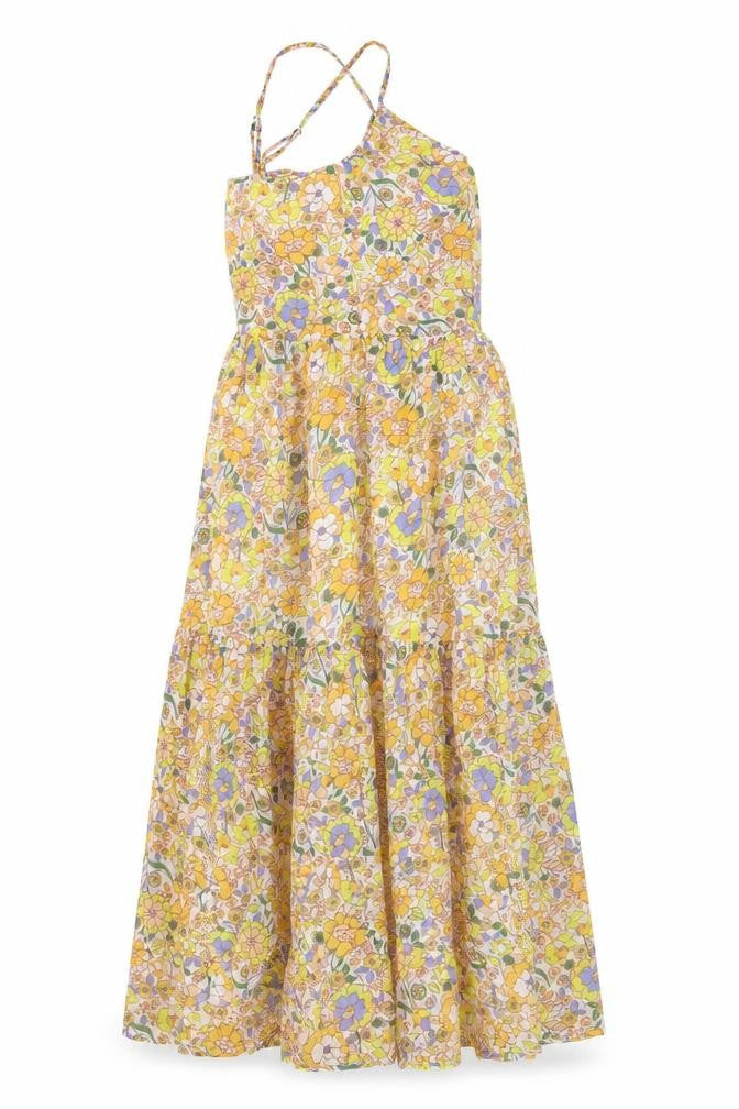 Violet Romance Womens Yellow Floral Polyester Maxi Size 6 V-Neck Pullover