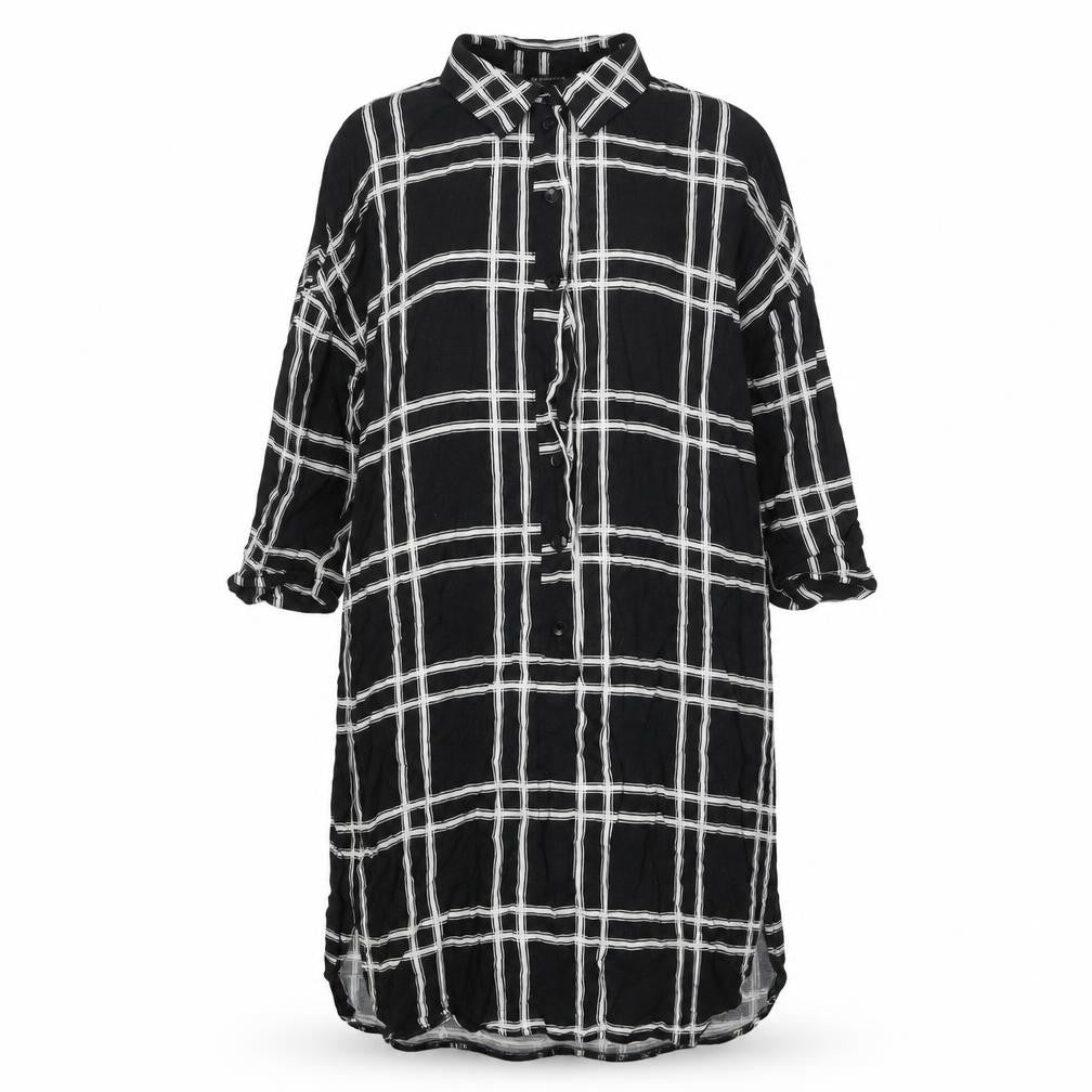 Atmosphere Womens Black Check Viscose Shirt Dress Size 8 Collared Button