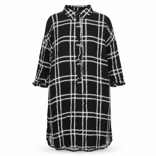 Atmosphere Womens Black Check Viscose Shirt Dress Size 8 Collared Button
