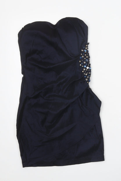 AX Paris Womens Black Polyester Bodycon Size 10 Sweetheart Zip
