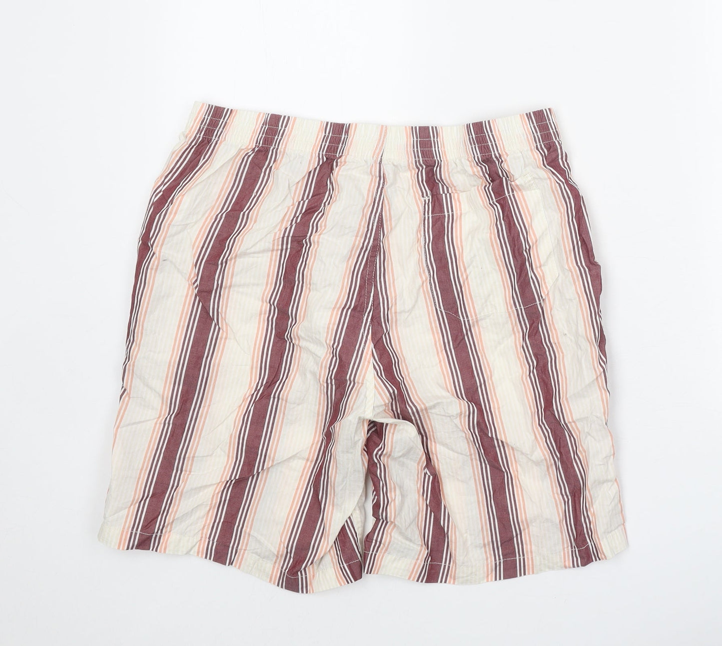 Preworn Womens Beige Striped Polyester Bermuda Shorts Size 30 in Regular Button
