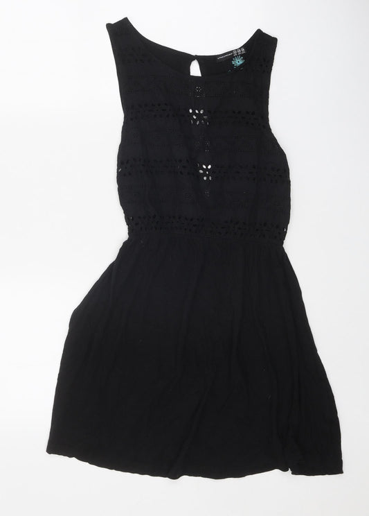Atmosphere Womens Black Geometric Cotton Fit & Flare Size 12 Scoop Neck Button