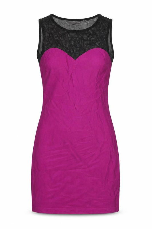 FOREVER 21 Womens Purple Colourblock Nylon A-Line Size S Round Neck Pullover