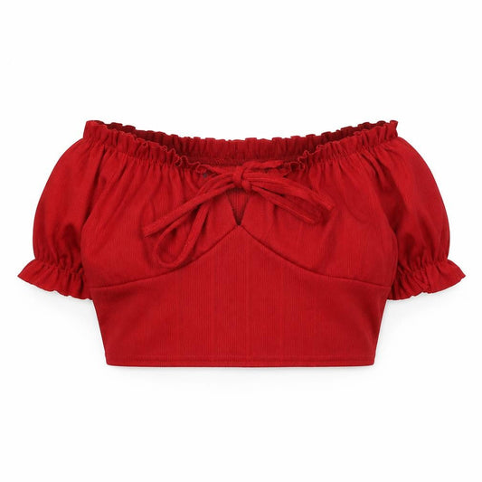 Boohoo Womens Red Polyester Cropped Tank Size 8 Off the Shoulder