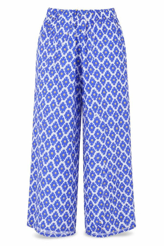 Cassolino Womens Blue Geometric Viscose Trousers Size 27 in Regular