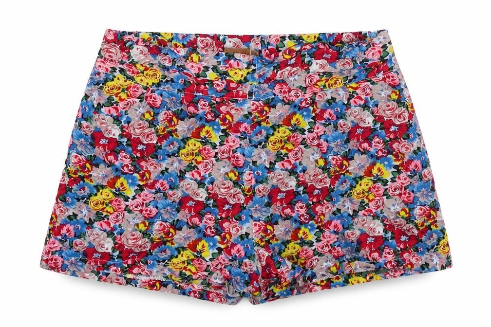 Jolie Moi Womens Multicoloured Floral 100% Cotton Hot Pants Shorts Size 8 Regular Zip