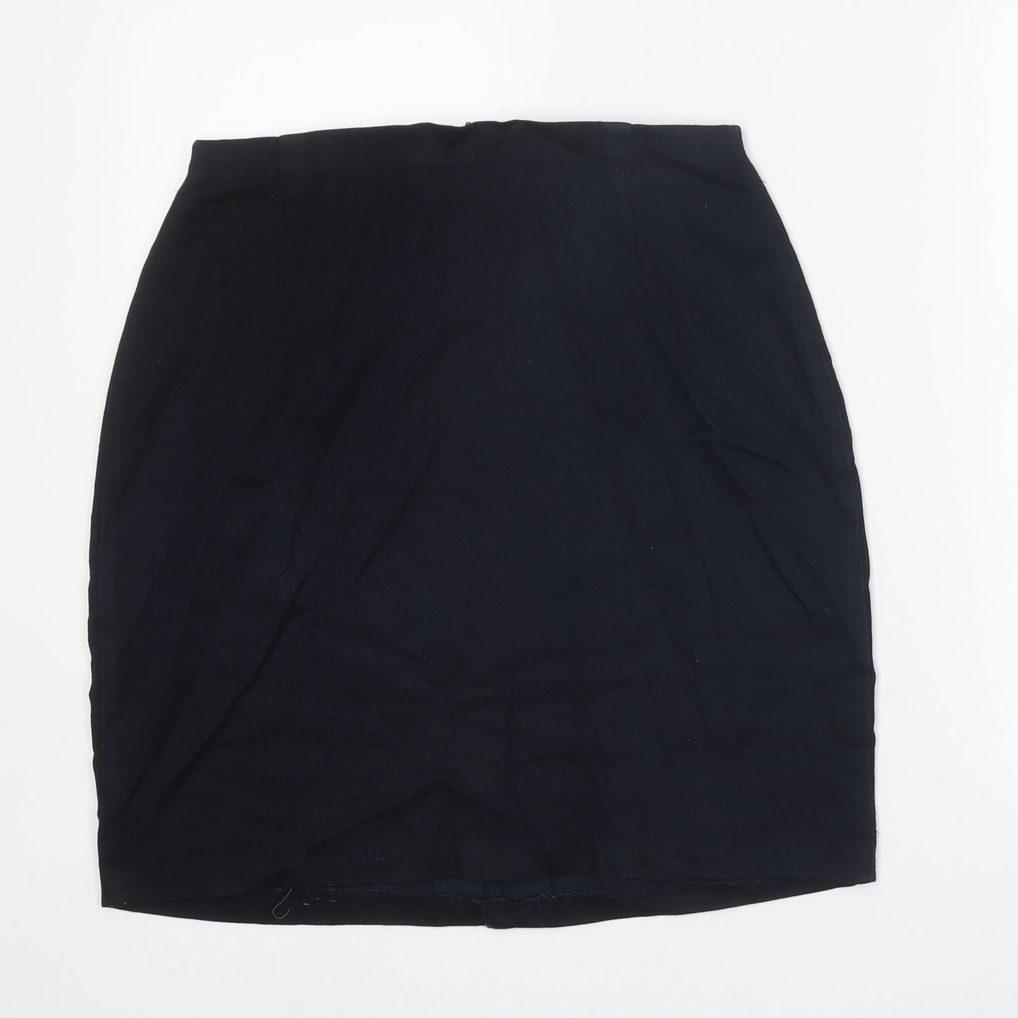 St Michael Womens Blue Viscose Straight & Pencil Skirt Size 14 Zip