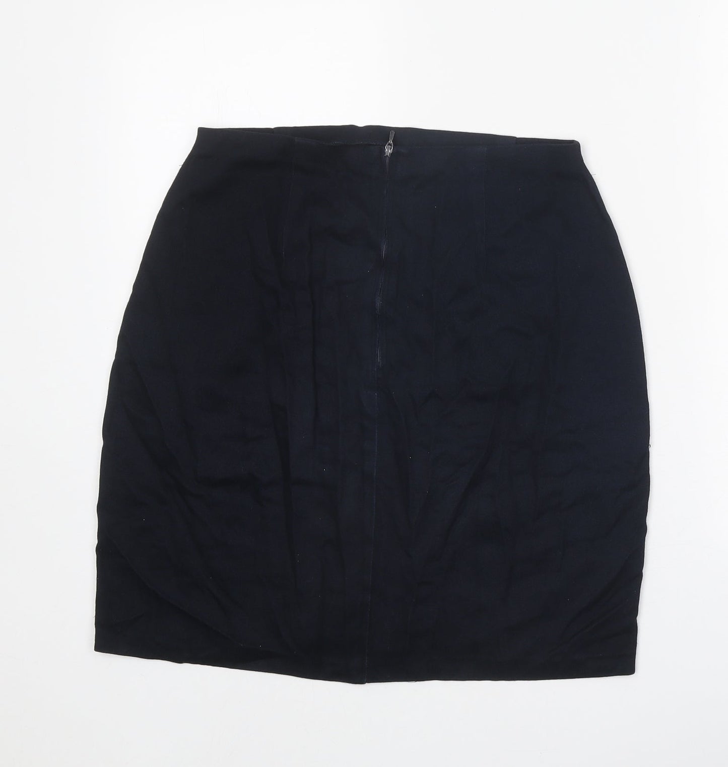 St Michael Womens Blue Viscose Straight & Pencil Skirt Size 14 Zip