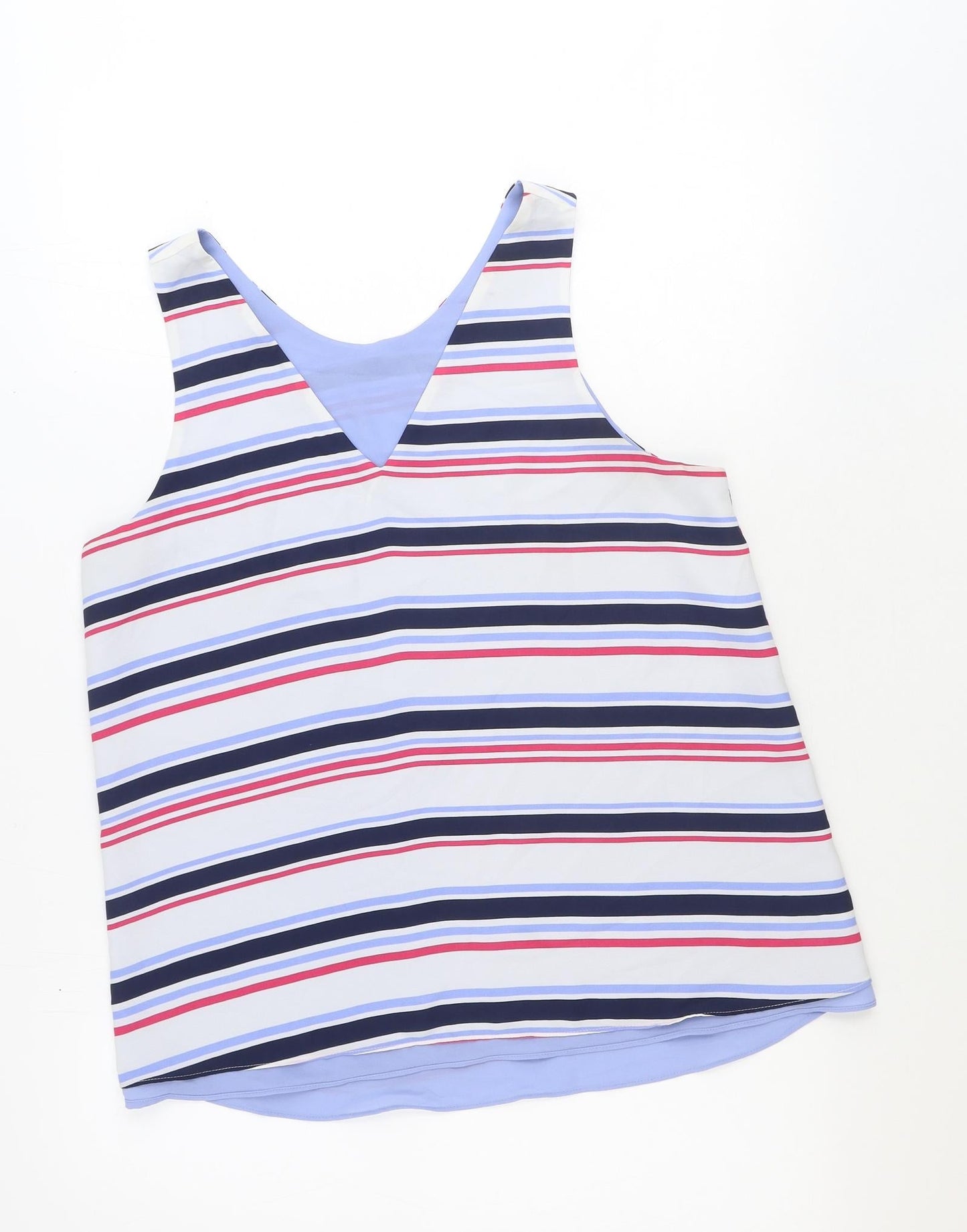 NEXT Womens Multicoloured Striped Polyester Basic Tank Size 12 V-Neck
