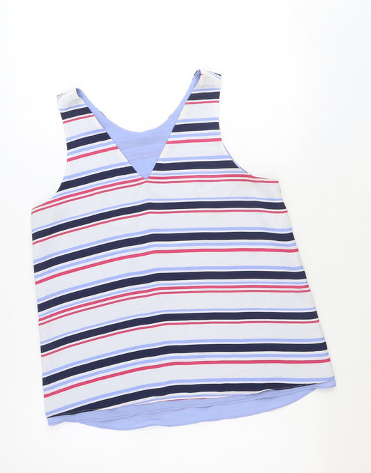 NEXT Womens Multicoloured Striped Polyester Basic Tank Size 12 V-Neck