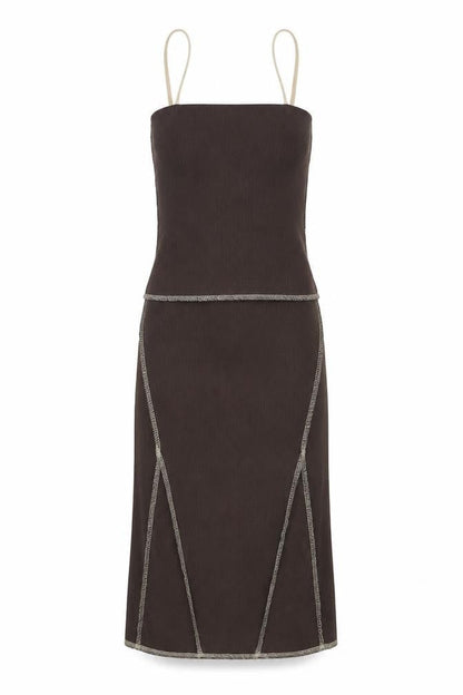 PRETTYLITTLETHING Womens Brown Polyester Bodycon Size 8 Square Neck Tie