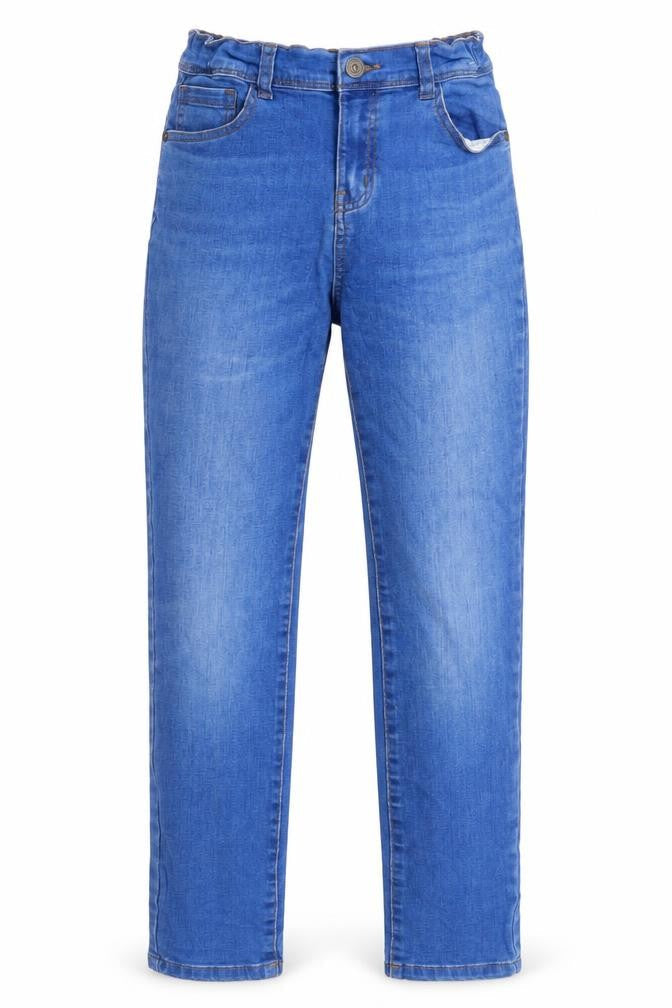 Denim & Co. Girls Blue Cotton Straight Jeans Size 11-12 Years Regular Zip