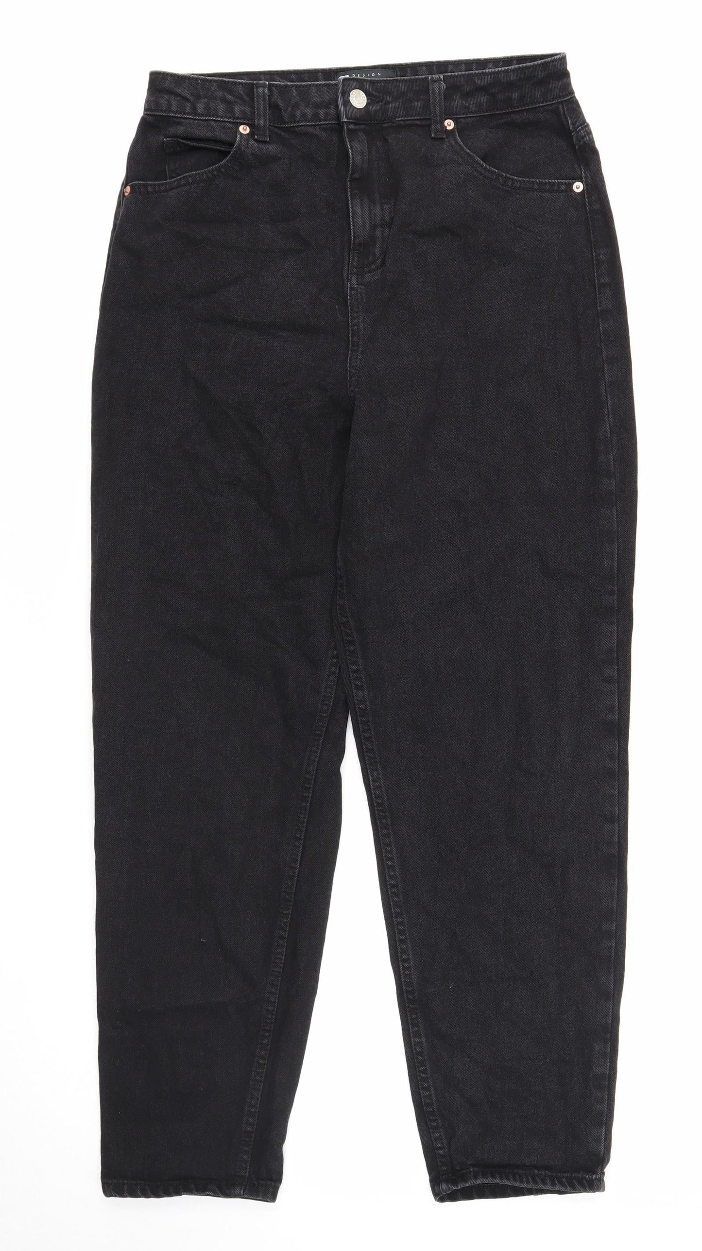 ASOS Womens Black Cotton Straight Jeans Size 30 in L30 in Regular Zip