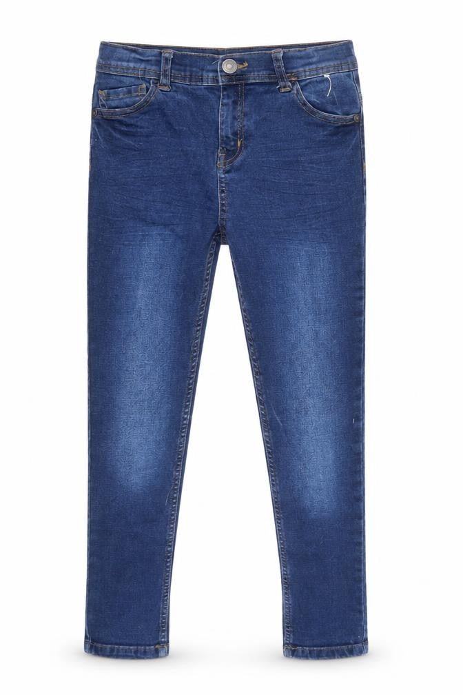 Denim & Co. Girls Blue Cotton Skinny Jeans Size 9-10 Years Regular Zip