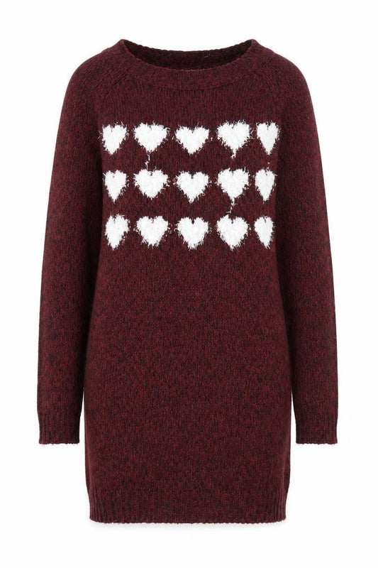 George Womens Purple Round Neck Acrylic Pullover Jumper Size 8 - Heart Print