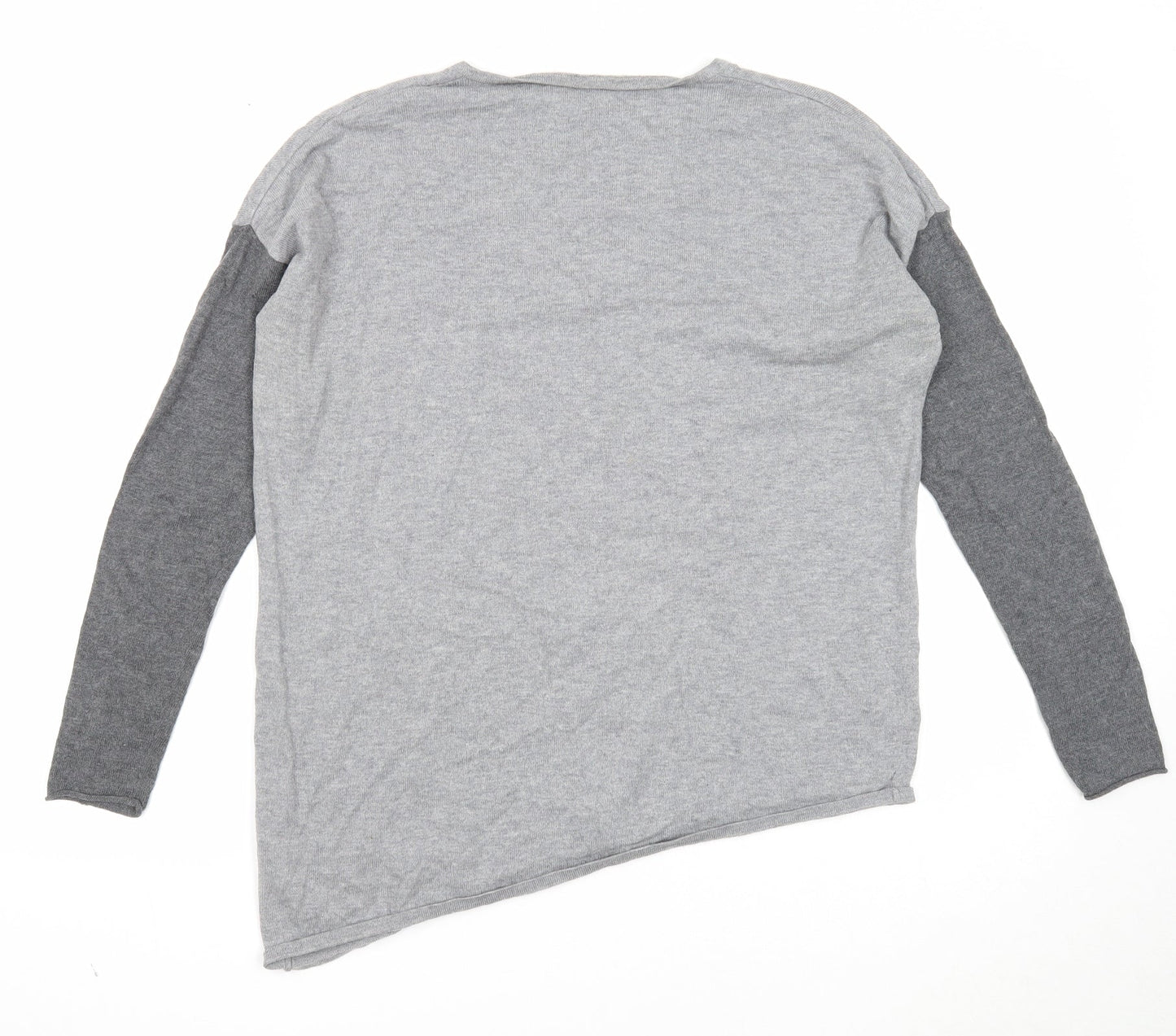 Preworn Womens Grey V-Neck Wool Pullover Jumper Size S