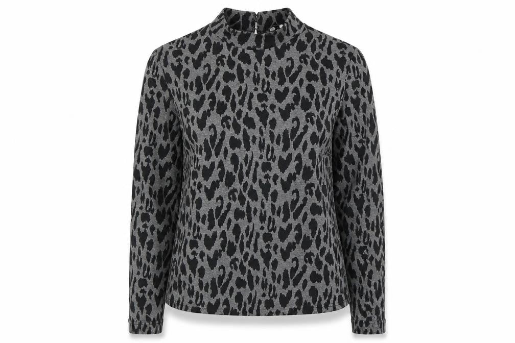 Warehouse Womens Black Mock Neck Animal Print Polyester Pullover Jumper Size 10