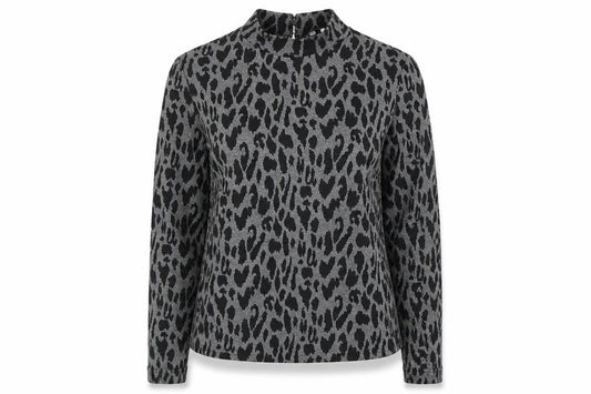 Warehouse Womens Black Mock Neck Animal Print Polyester Pullover Jumper Size 10