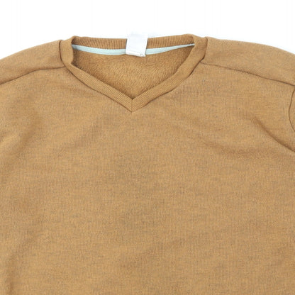 Decathlon Mens Yellow V-Neck Nylon Pullover Jumper Size XL Long Sleeve