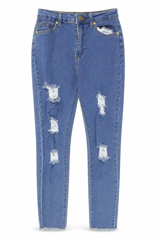 Boohoo Womens Blue Cotton Skinny Jeans Size 6 Regular Zip