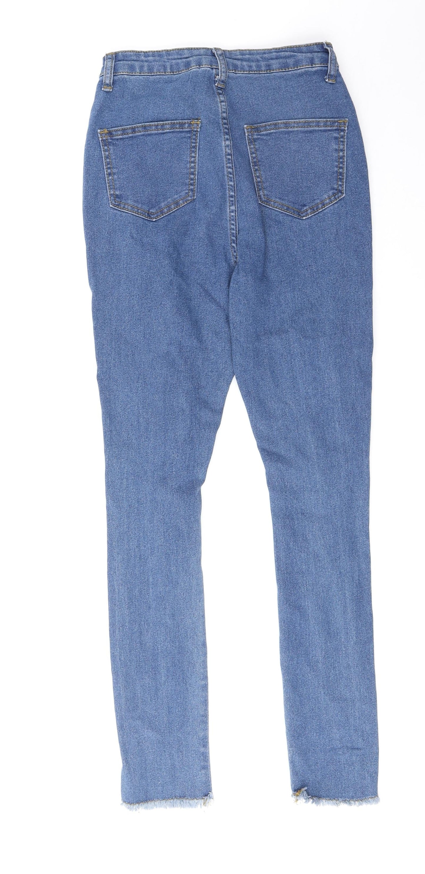 Boohoo Womens Blue Cotton Skinny Jeans Size 6 Regular Zip