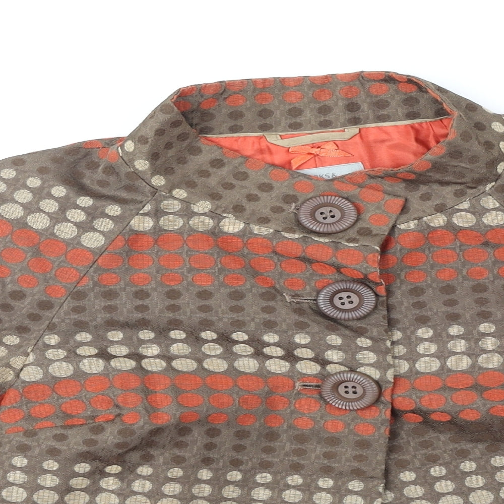 Marks and Spencer Womens Multicoloured Polka Dot Pea Coat Coat Size 12 Button