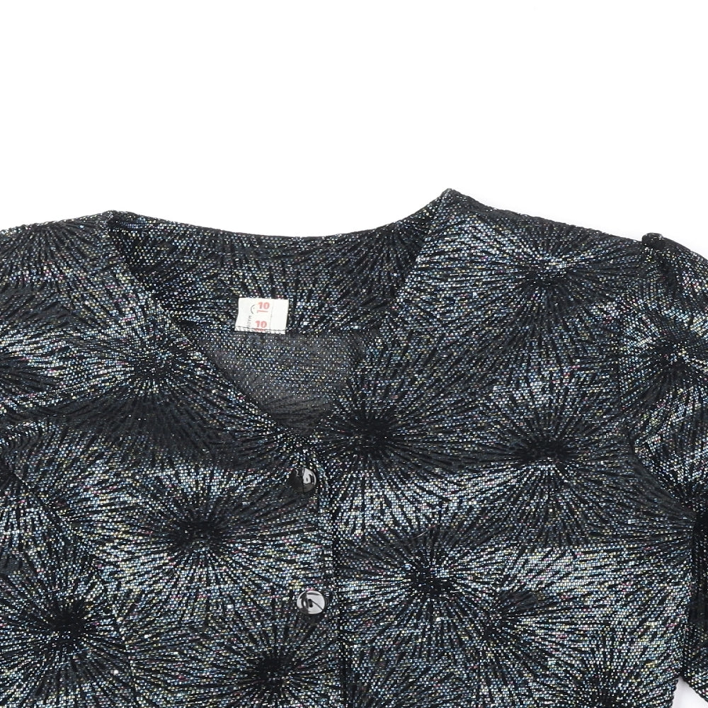 Preworn Womens Multicoloured V-Neck Geometric Polyester Cardigan Jumper Size 10
