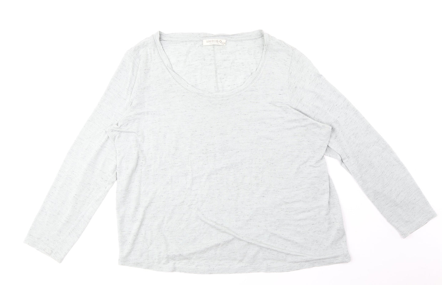 Indigo Womens Green Viscose Basic T-Shirt Size 14 Round Neck