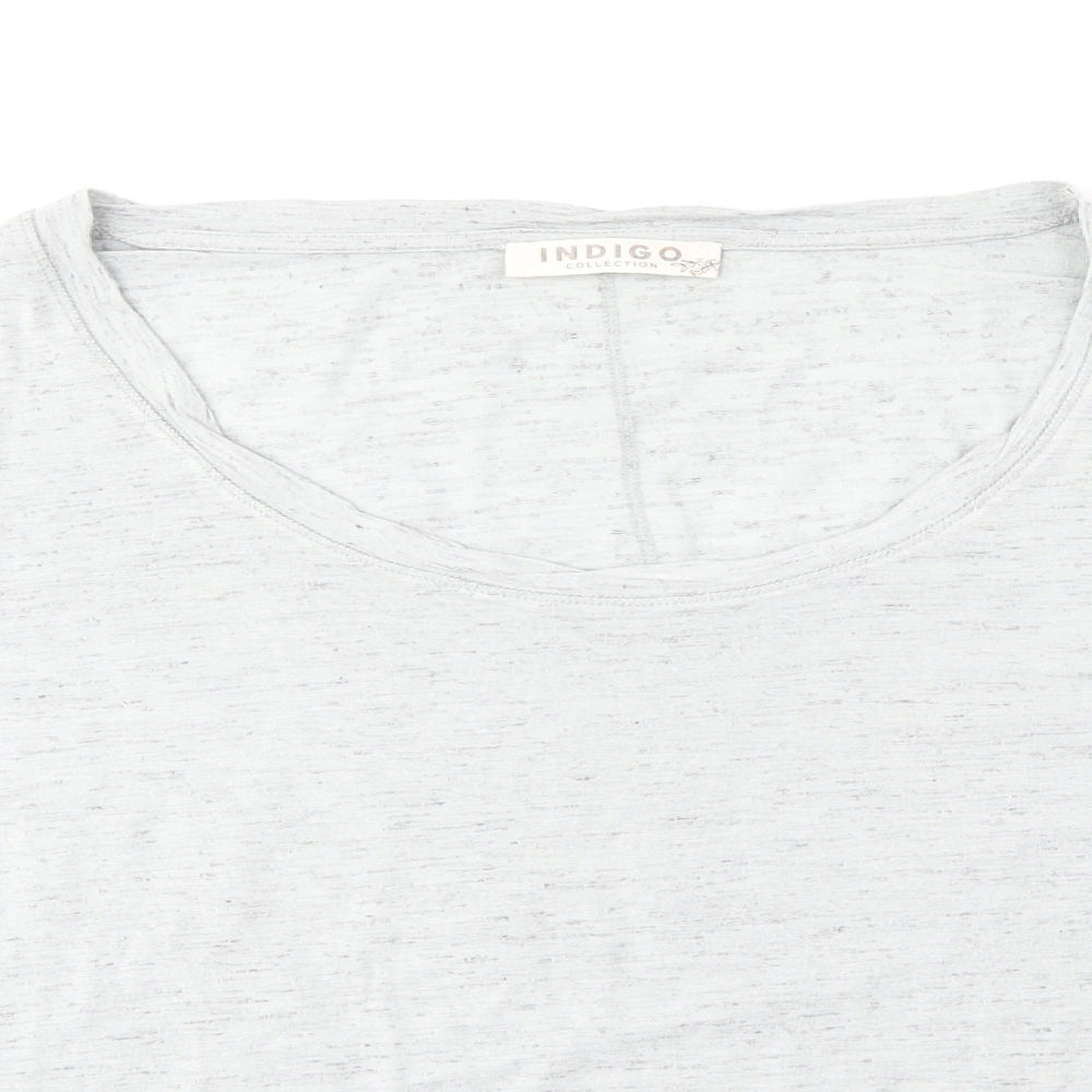 Indigo Womens Green Viscose Basic T-Shirt Size 14 Round Neck