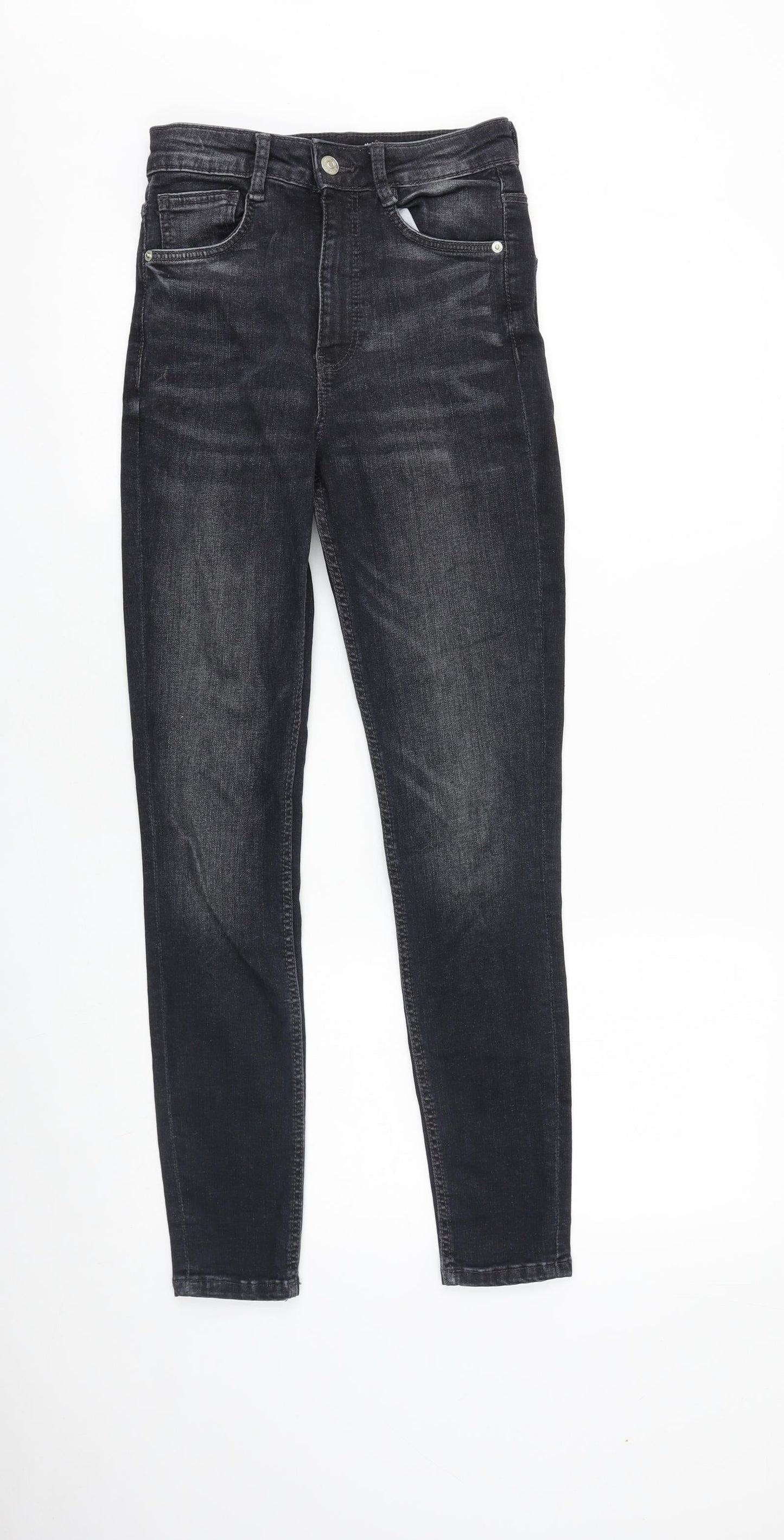 Zara Womens Black Cotton Skinny Jeans Size 26 in L29 in Slim Zip