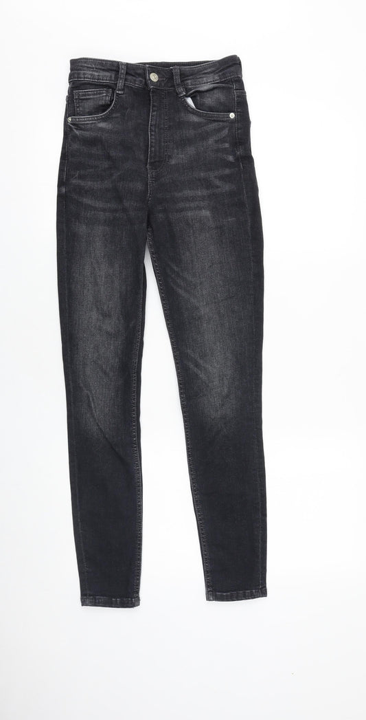 Zara Womens Black Cotton Skinny Jeans Size 26 in L29 in Slim Zip