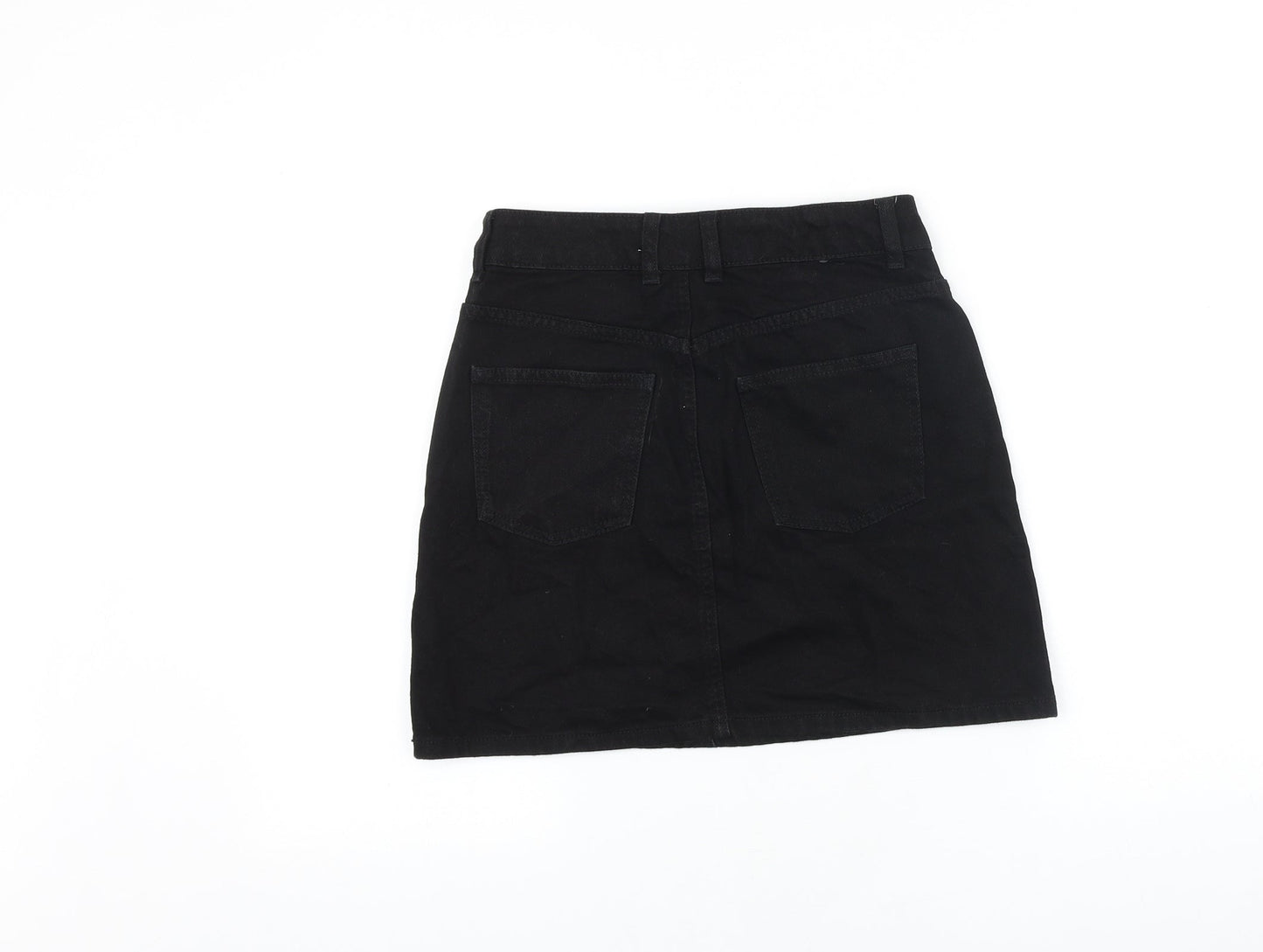 Topshop Womens Black Cotton Straight & Pencil Skirt Size 6 Button