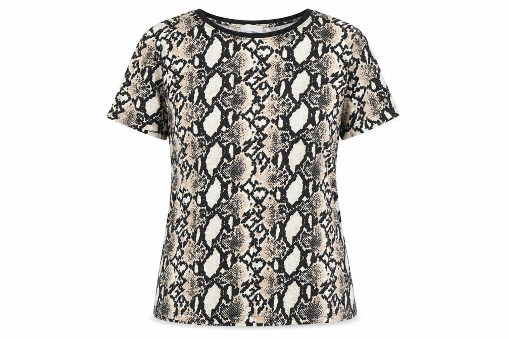 Red Herring Womens Brown Geometric 100% Cotton Basic Blouse Size 20 Round Neck