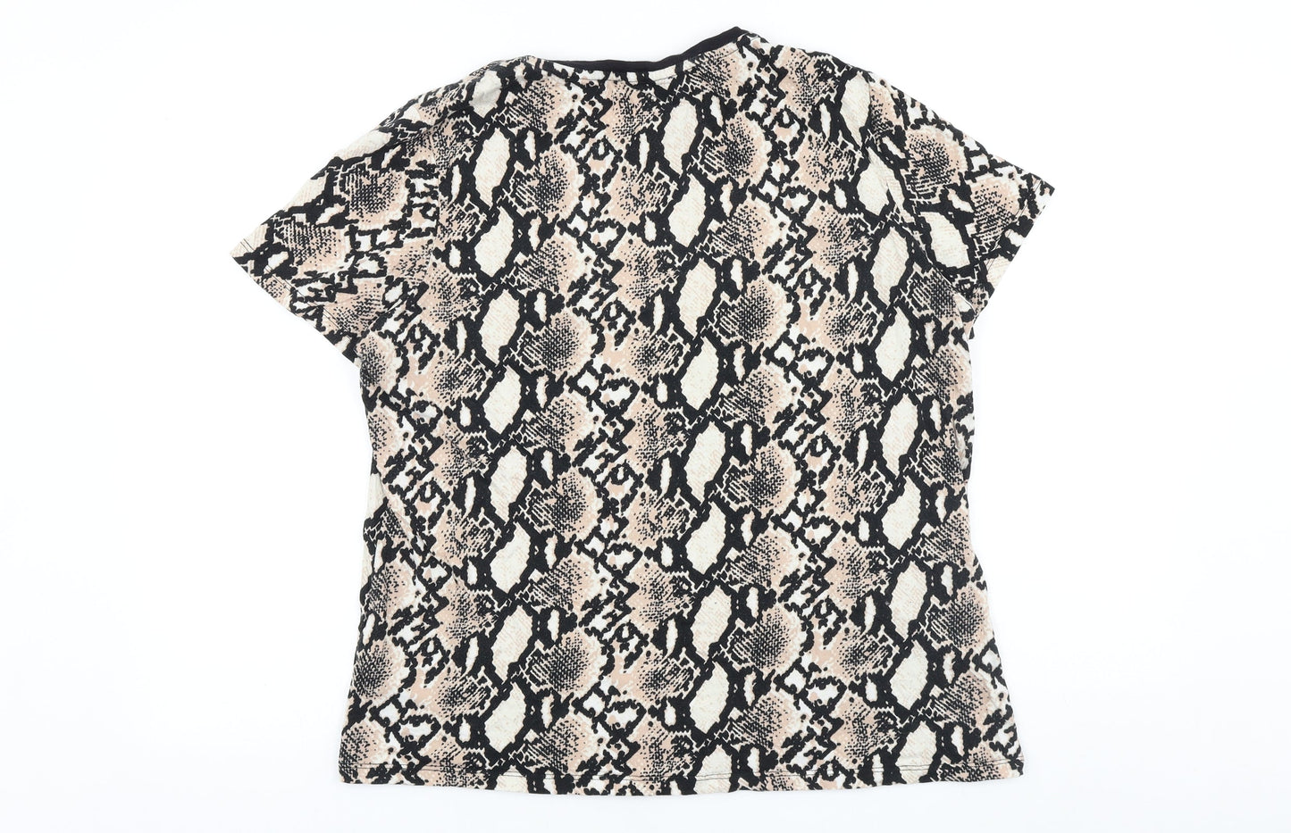 Red Herring Womens Brown Geometric 100% Cotton Basic Blouse Size 20 Round Neck