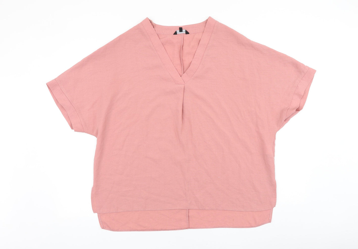 Peacocks Womens Pink Polyester Basic Blouse Size 14 V-Neck