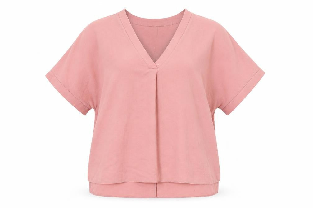 Peacocks Womens Pink Polyester Basic Blouse Size 14 V-Neck