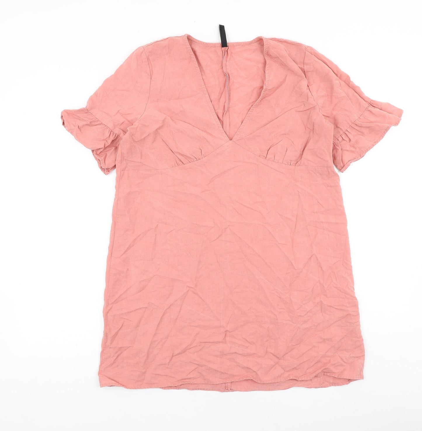 TRF Womens Pink 100% Cotton A-Line Size L V-Neck Pullover